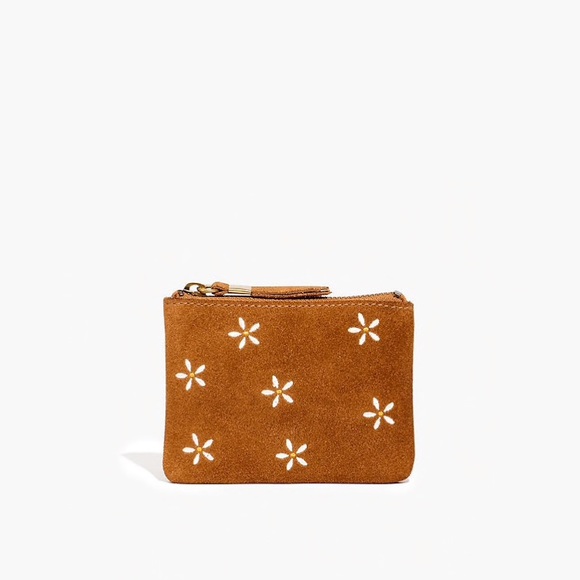 Madewell Handbags - Madewell The Pouch Wallet: Daisy Embroidered Suede